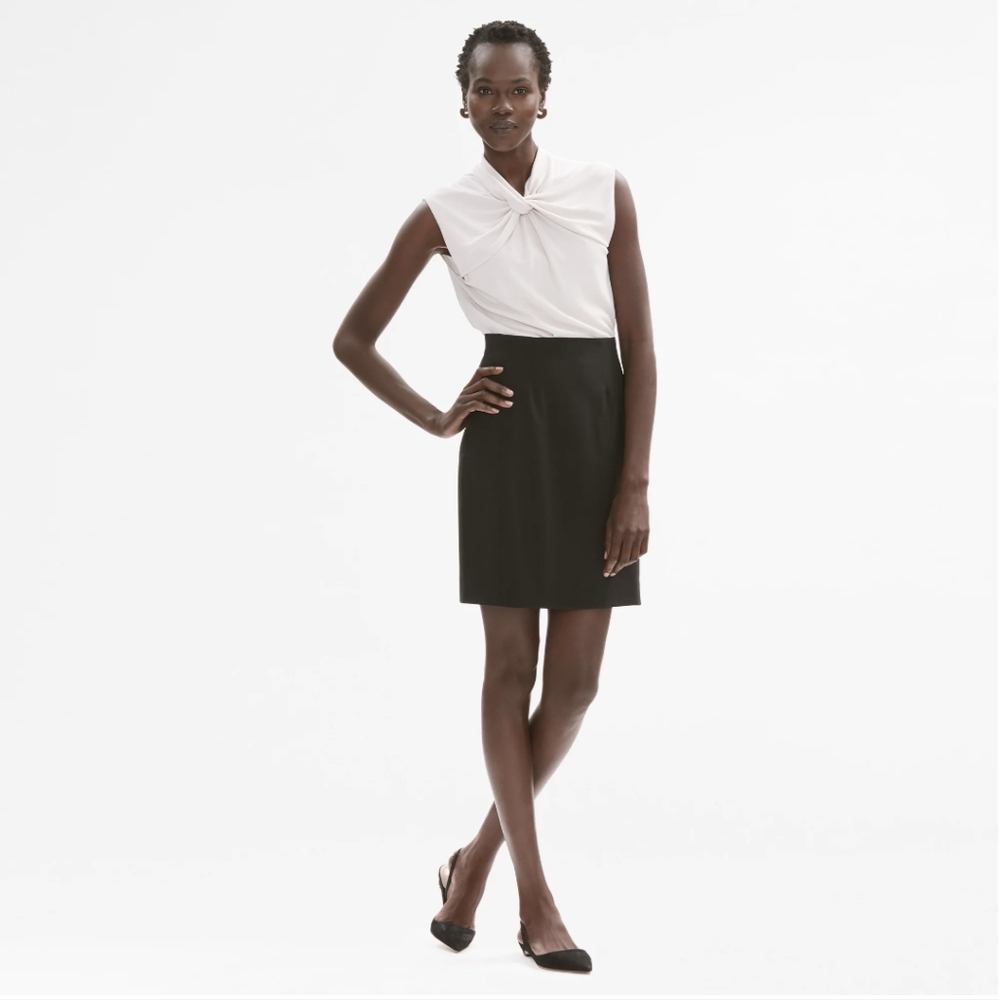 MM Lafleur | Crosby Tropical Wool Straight Career Pencil Skirt Size 14 Black